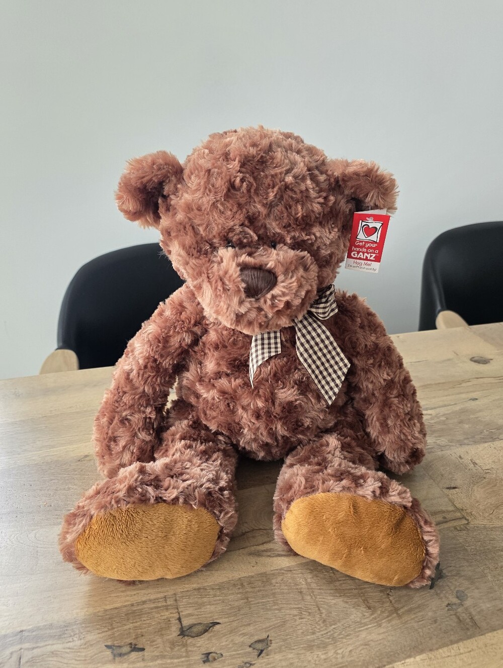 Ganz Elton Brown Teddy Bear Plush H10354 Gingham Bow New With Tags
